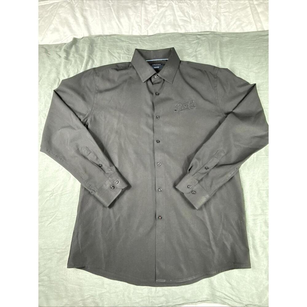 Pepsi Cola Script Nautica Men's Performance Slim Black Dress Shirt 16-16.5 34/35